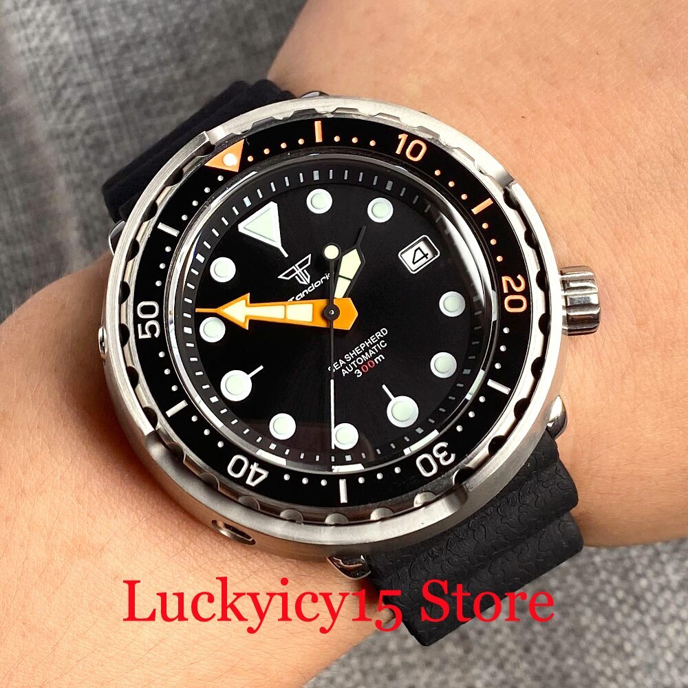 Tandorio 46.5MM Big Brushed Case 20 Bar Swim Men Watch NH35A Automatic Movement
