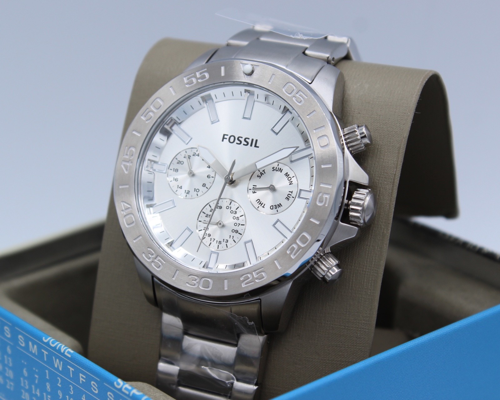 NEW AUTHENTIC FOSSIL BANNON MULTIFUNCTION CHRONOGRAPH SILVER BQ2490 MEN’S WATCH