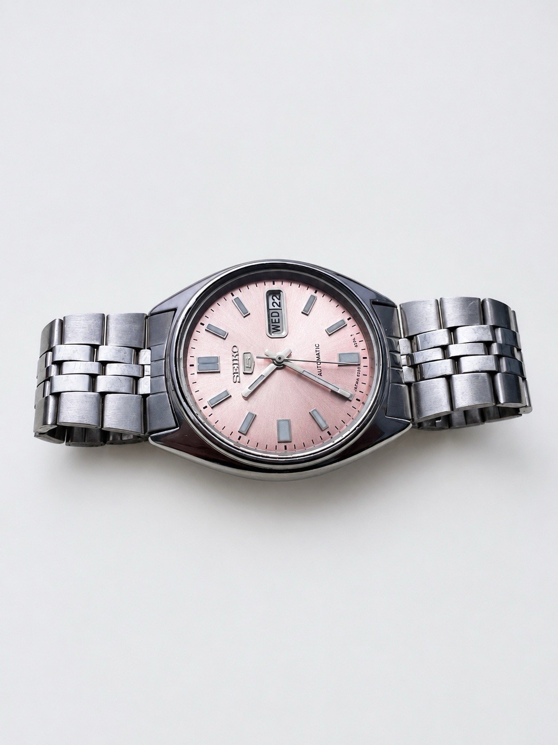 Seiko 5 Automatic SNXA11 SNXA11K1 Day Date Salmon Pink Dial Steel Watch