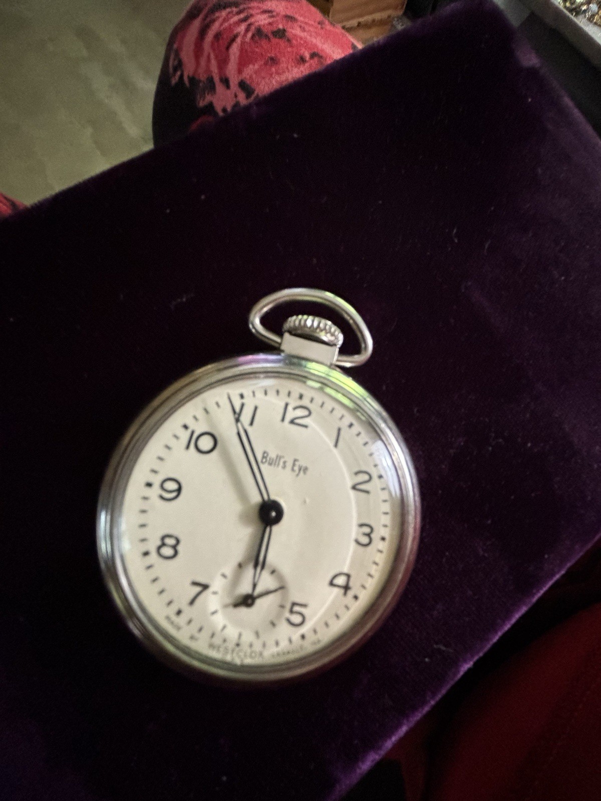 Westclox Bull’s Eye Open Face Pocket Watch Silver Case White Dial Manual