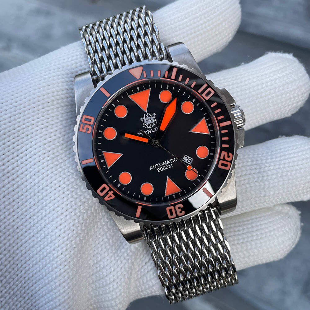 STEELDIVE SD1987 — Orange 46.5MM Big Size Analog 2000m NH35 Automatic Dive Watch
