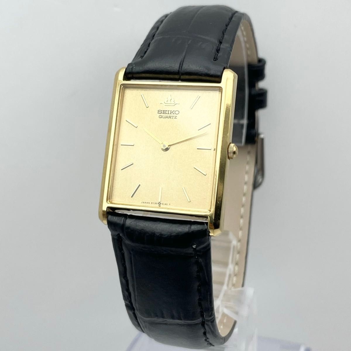 Vintage SEIKO Quartz Rectangular Gold Dial Watch