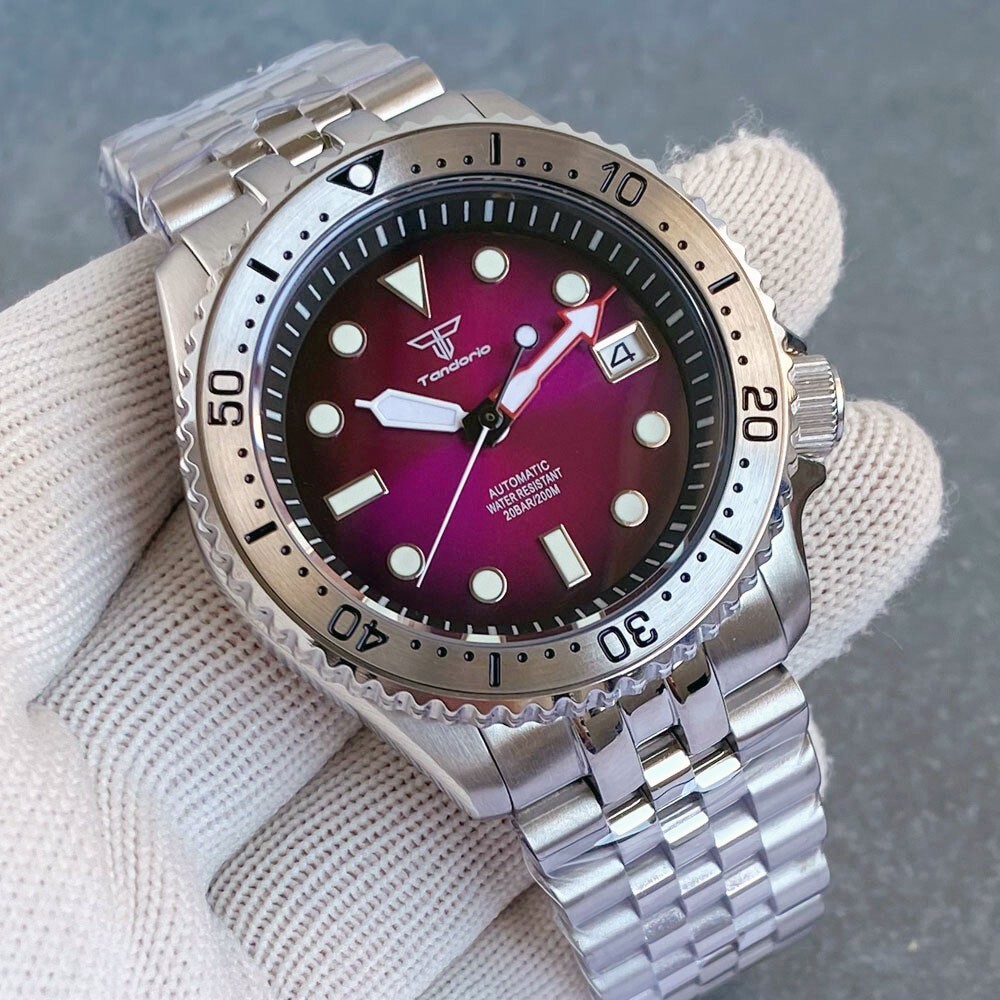 Tandorio 41mm Sapphire 20ATM Luminous Automatic NH35 Men Watch Steel Band Date