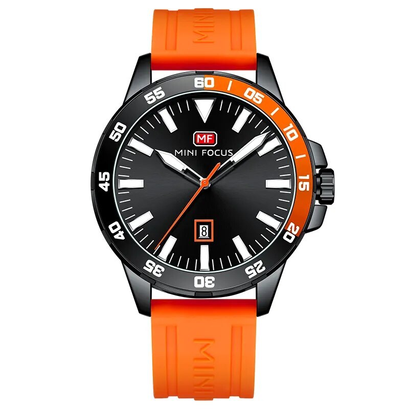 Men’s Watches Complete Calendar Quartz Movement Blue Silicone Strap Wristwatch