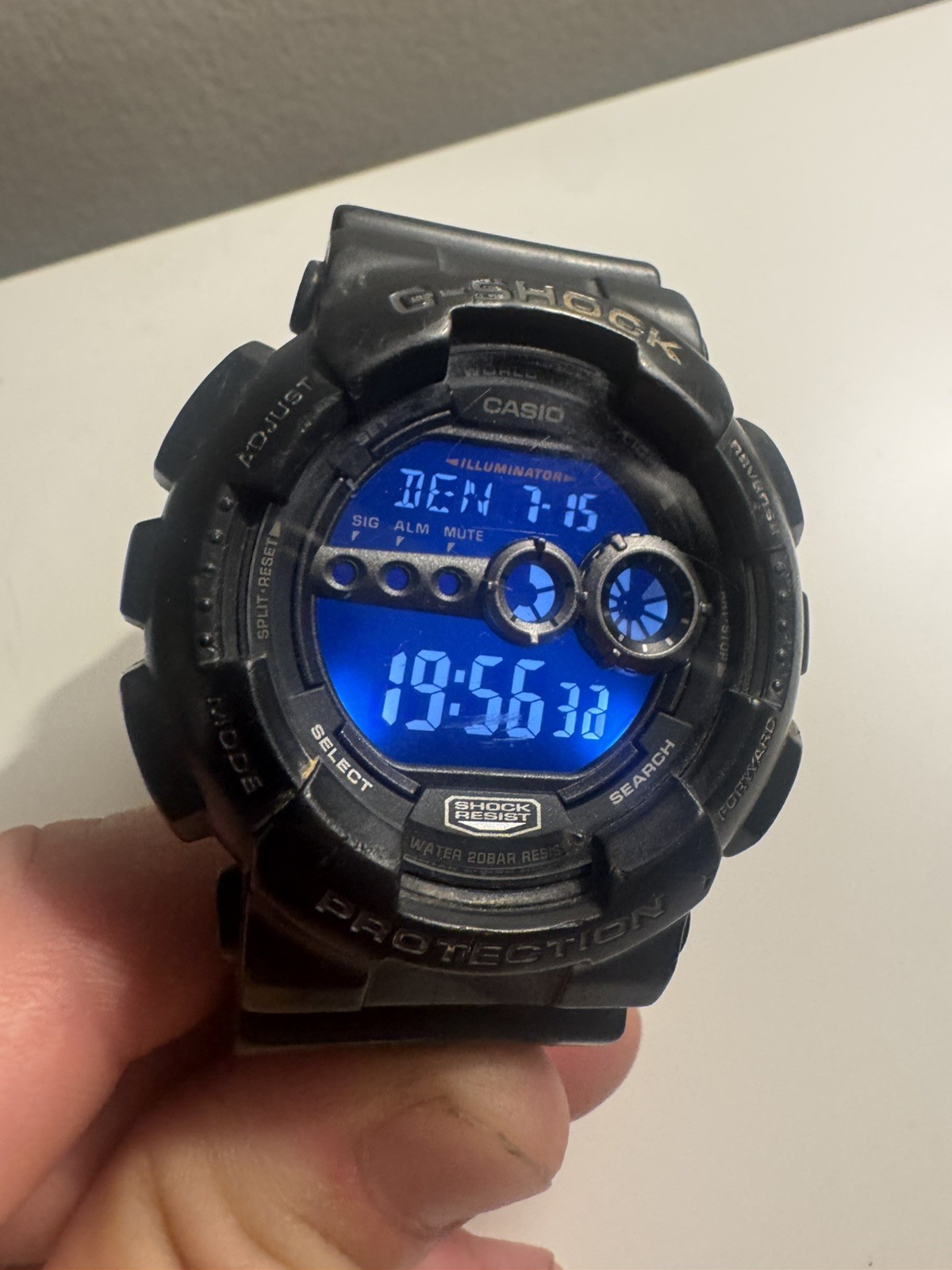 Casio G-Shock Digital Watch GD-100 Black on Black WR 200m – Works!