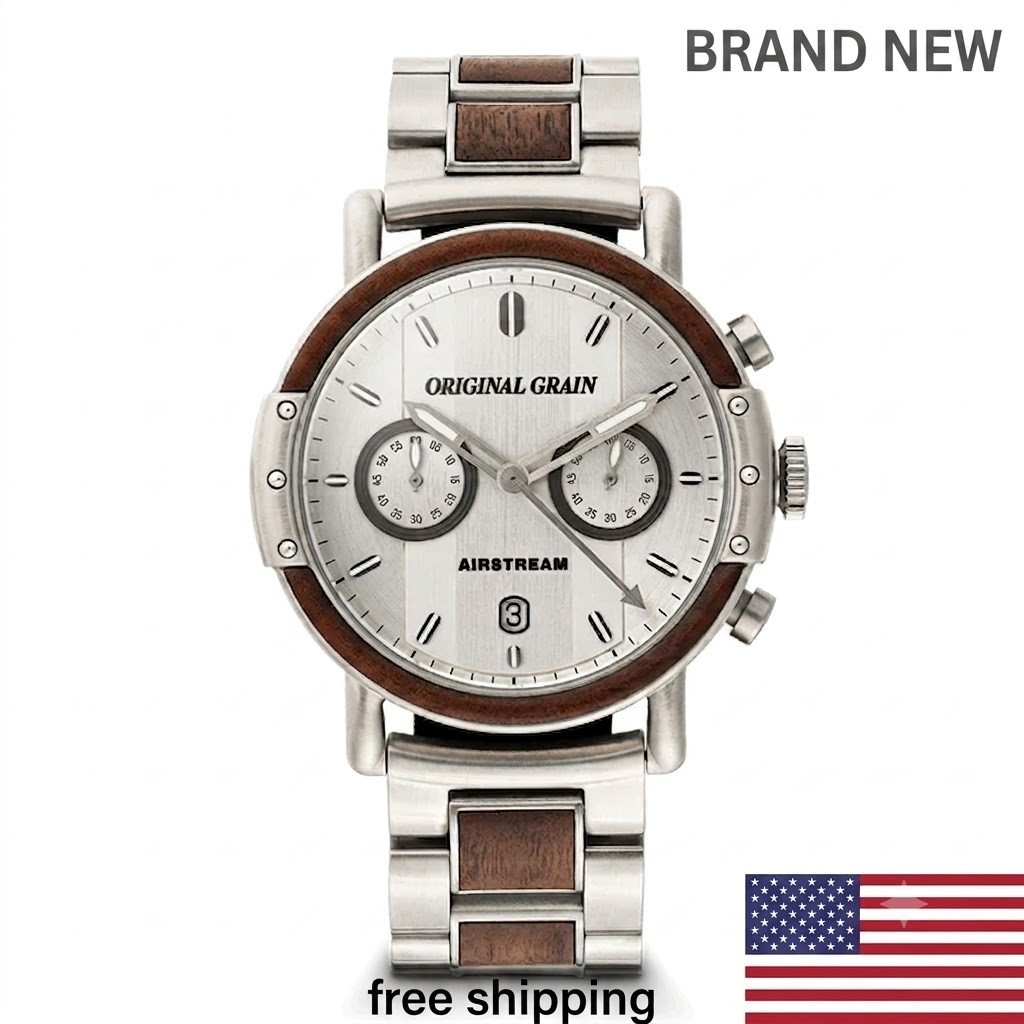 Original Grain Airstream Silver Chrono 44mm MSRP $299 🔥New🔥
