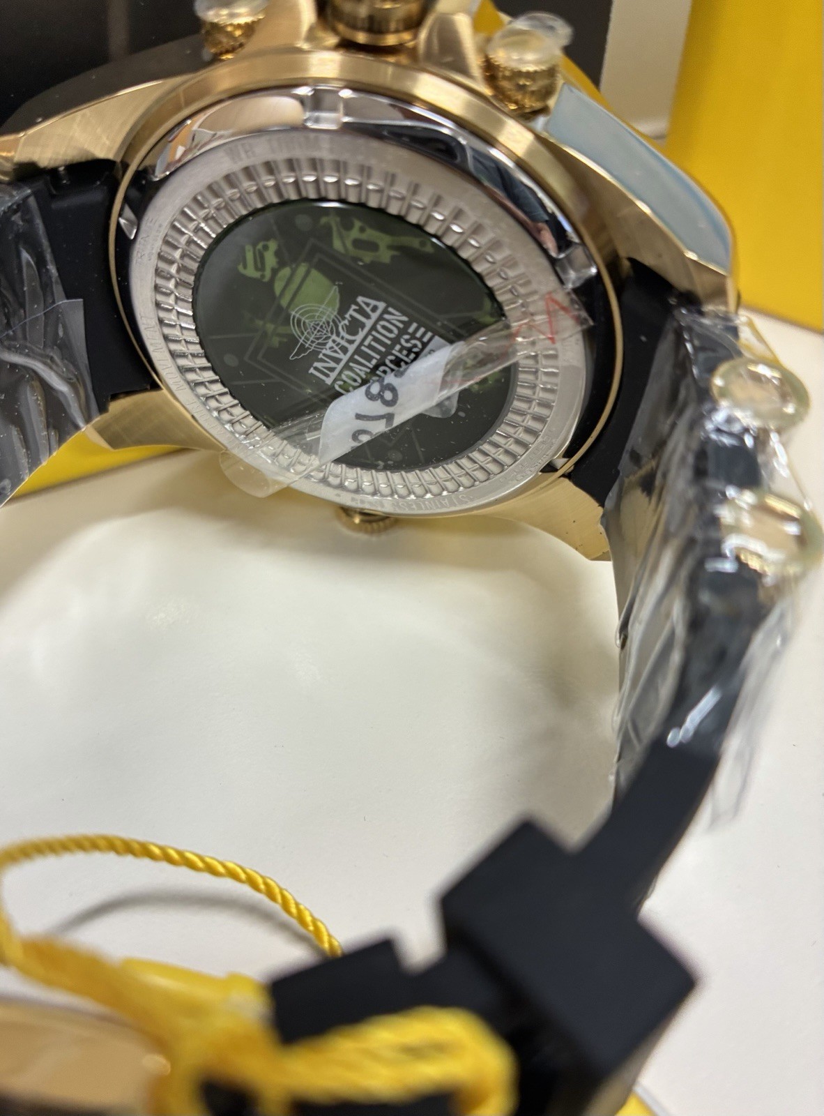 Invicta Coalition Forces Sniper Men’s Quartz 50mm Gold/Black Rubber Strap 100m