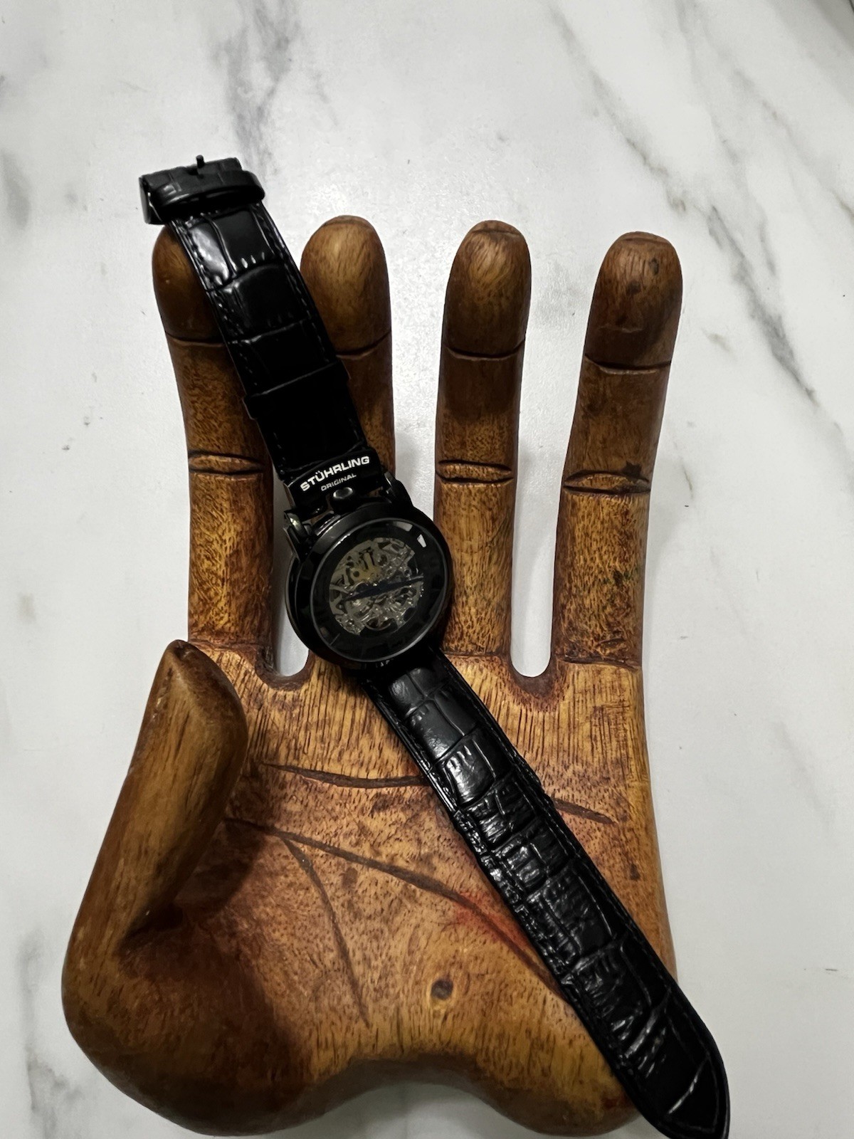 STUHRLING Original Automatic ST-90089 Skeleton Watch, Leather Band