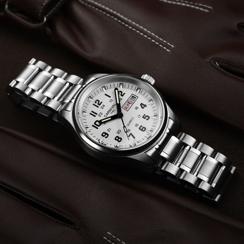 CARNIVAL Luxury Men’s Quartz Watch Luminous 3Bar Waterproof Stainless Steel