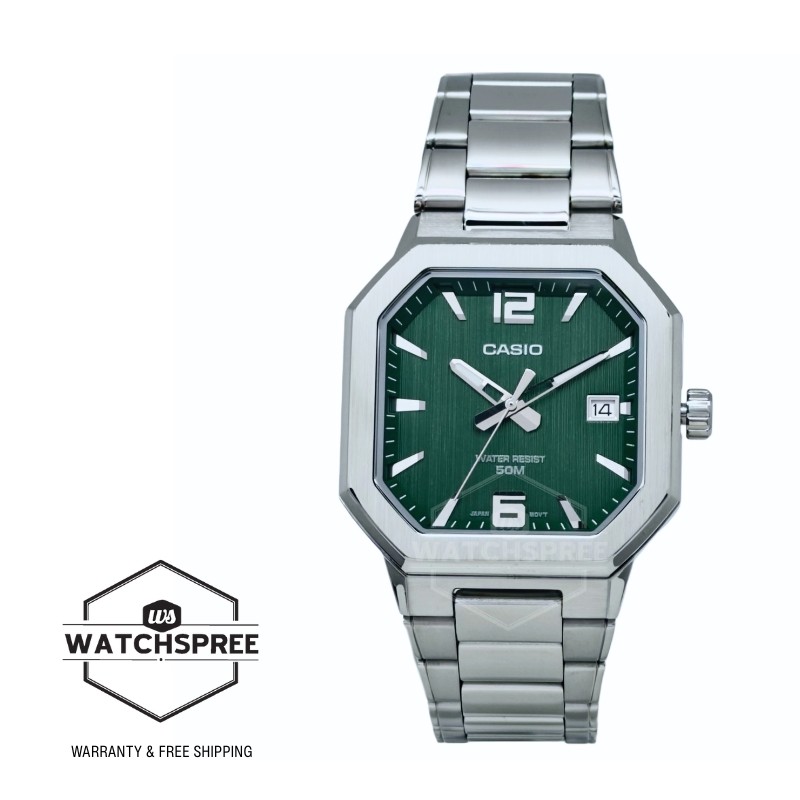 Casio Men’s Analog Octagonal Dial Stainless Steel Band Watch MTP-B195D-3A