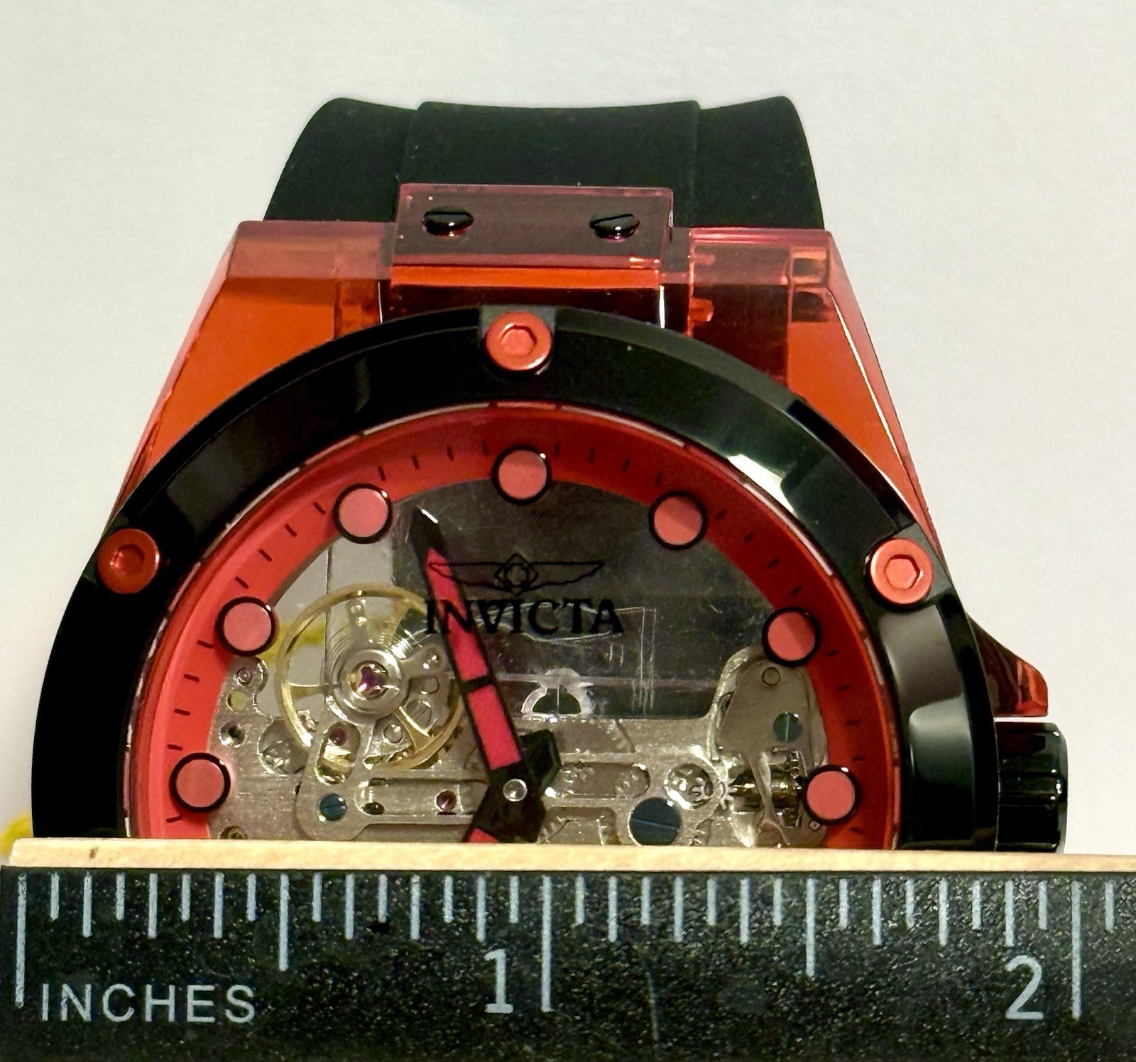 48mm GHOST | Clear Red Case & Outer Rim | Mechanical SPEEDWAY Invicta Watch