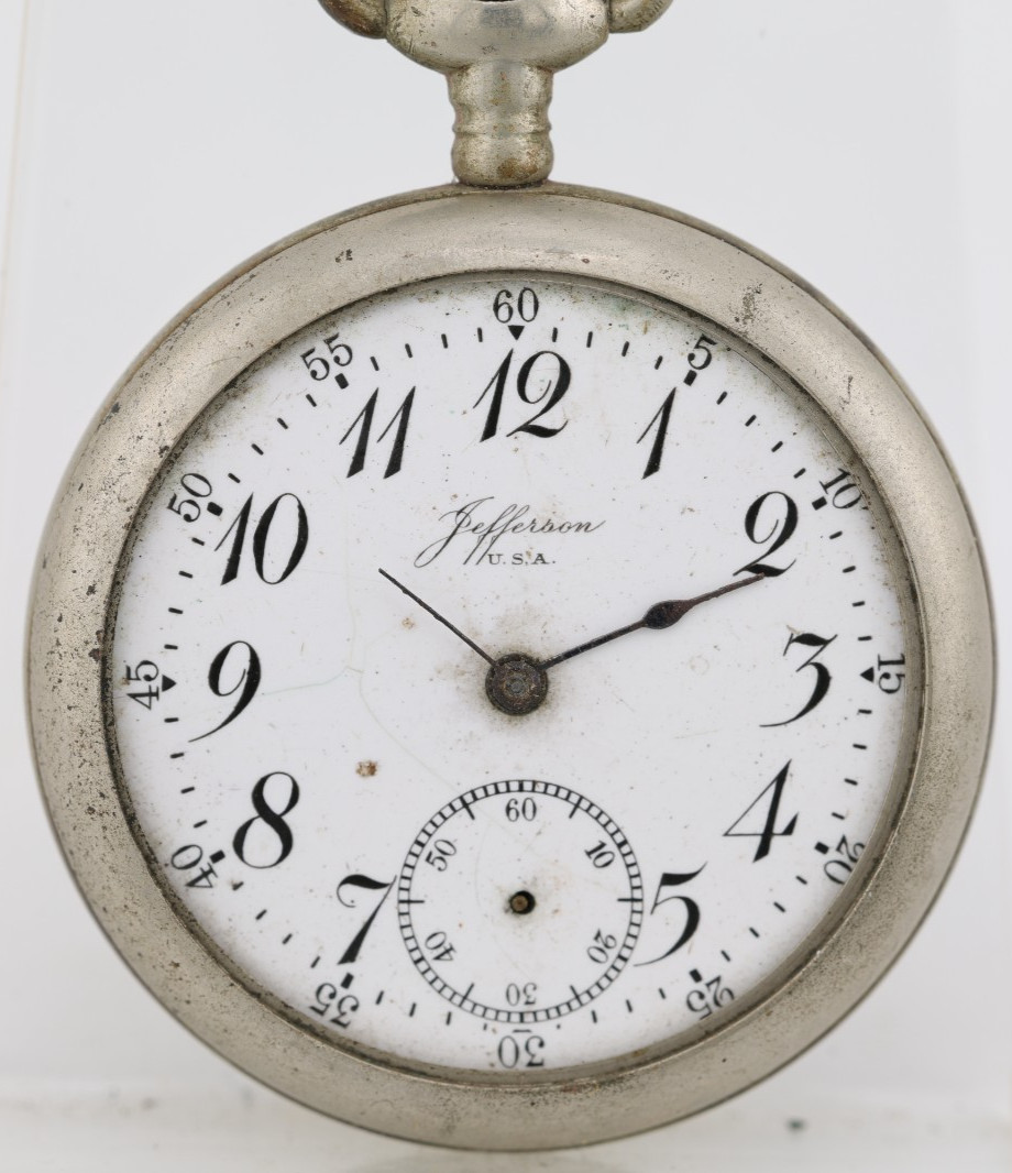 JEFFERSON USA 16s 11j, 8060420 POCKET WATCH, 50.25mm, RUNS (NK)