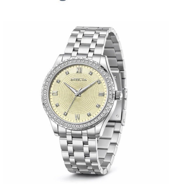 Invicta Specialty Crystal Bezel Watch – Champagne Dial 40mm Stainless Steel New