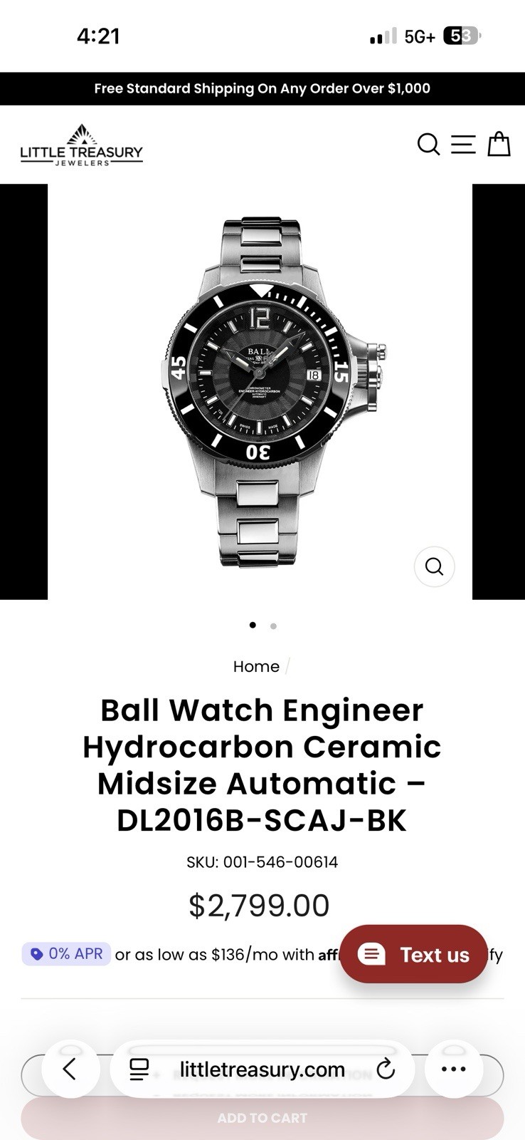 Ball Watch Engineer Hydrocarbon Ceramic Midsize Automatic – DL2016B