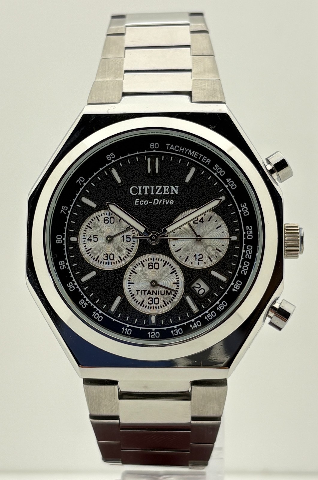 Refurbished Citizen Eco-Drive Chrono Quartz Black Dial Sub-Sec/Date Wristwatch