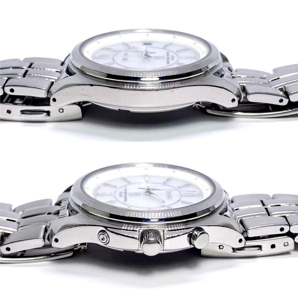 Seiko 7B22 Radio Solar Mens Watch Silver Dial Date Sapphire 10ATM Japan