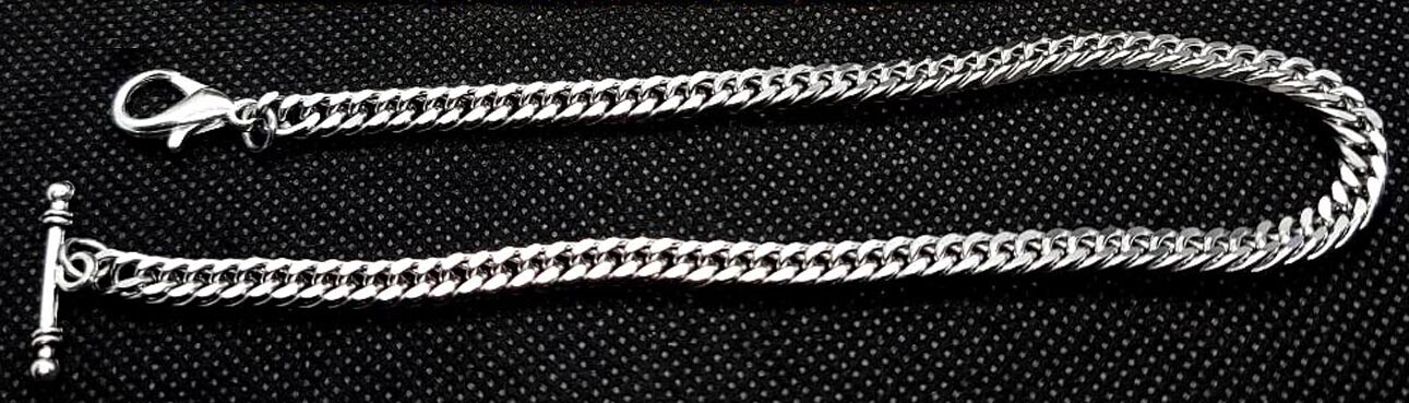 Custom Made 12 Inches Long T. Bar End 5 mm Pocket Watch Chain