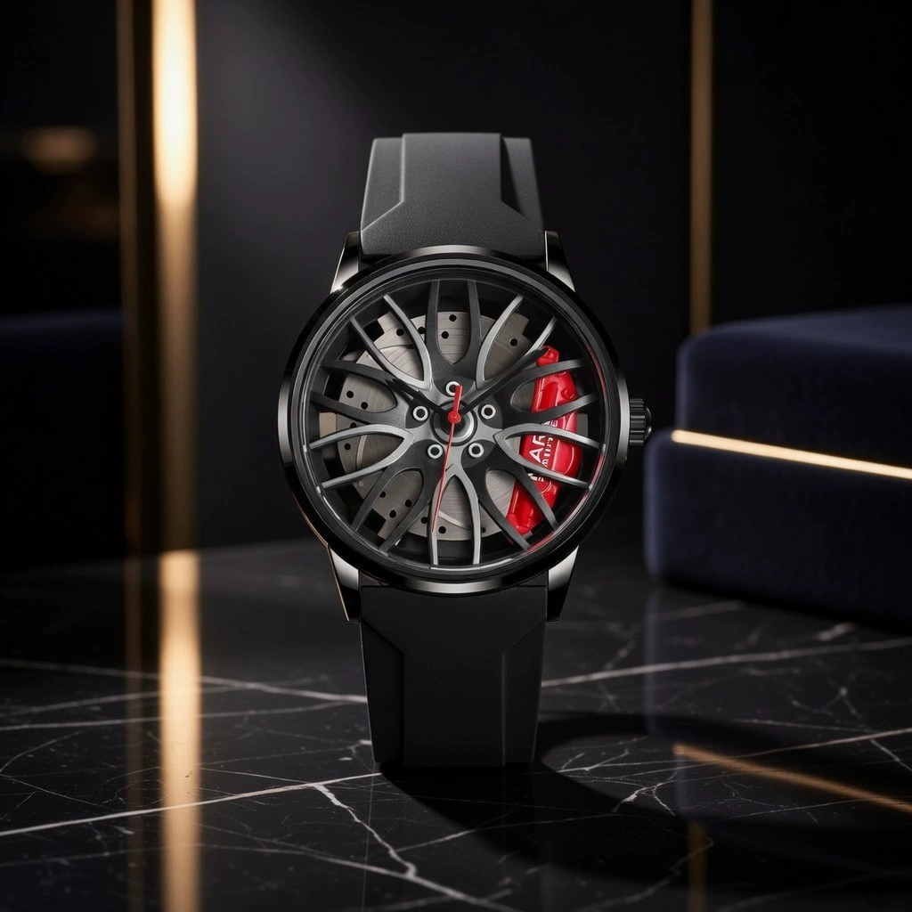 MARK FAIRWHALE 3D Wheel Rim Quartz Watch Mens Racing Brake Disc Caliper Silicone
