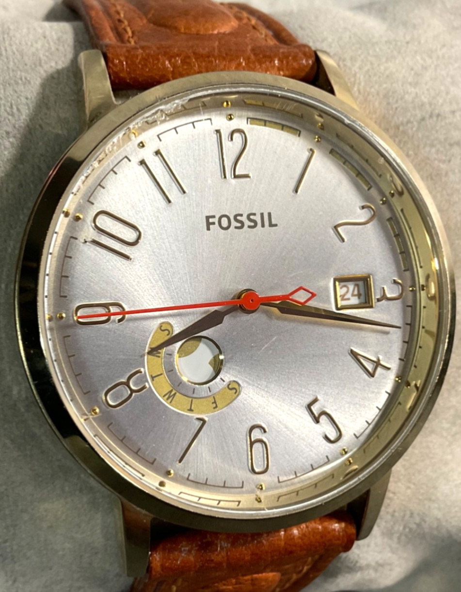 FOSSIL BLUE 40mm STAINLESS STEEL WATCH ES3750 DATE NEW BATTERY