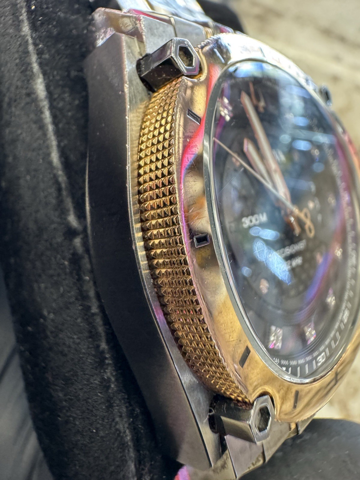 Bulova Men’s Watch Precisionist 98D149 Quartz Diamond Dial Rose Gold Gunmetal