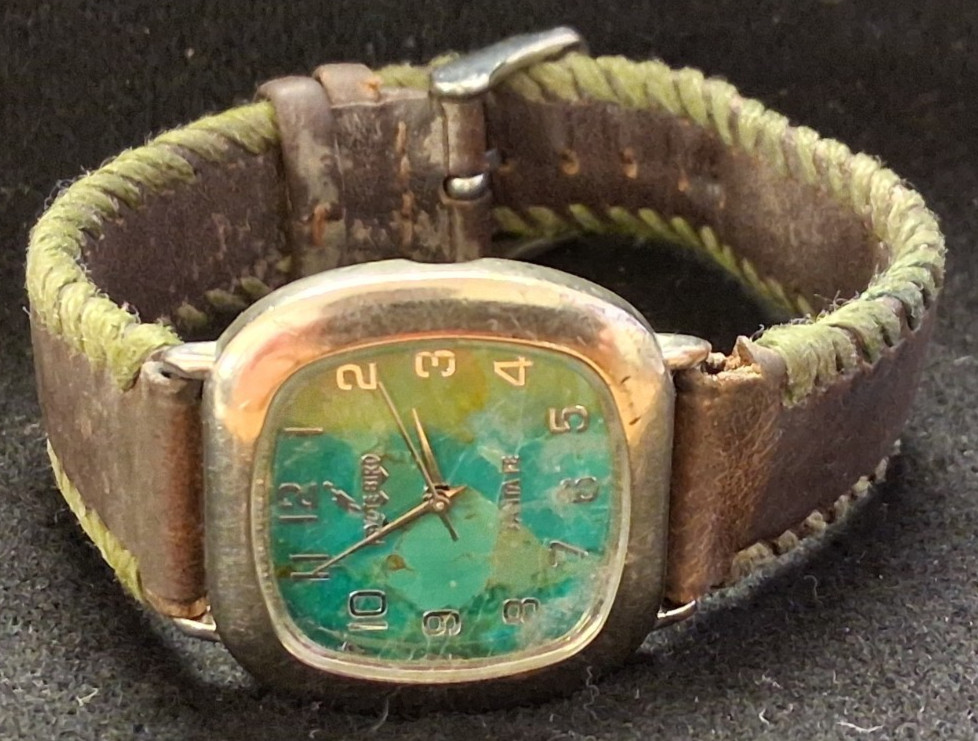 PEYOTE BIRD SANTA FE WRISTWATCH SOUTHWESTERN LOOK TURQUOISE DIAL WATCH BROKEN
