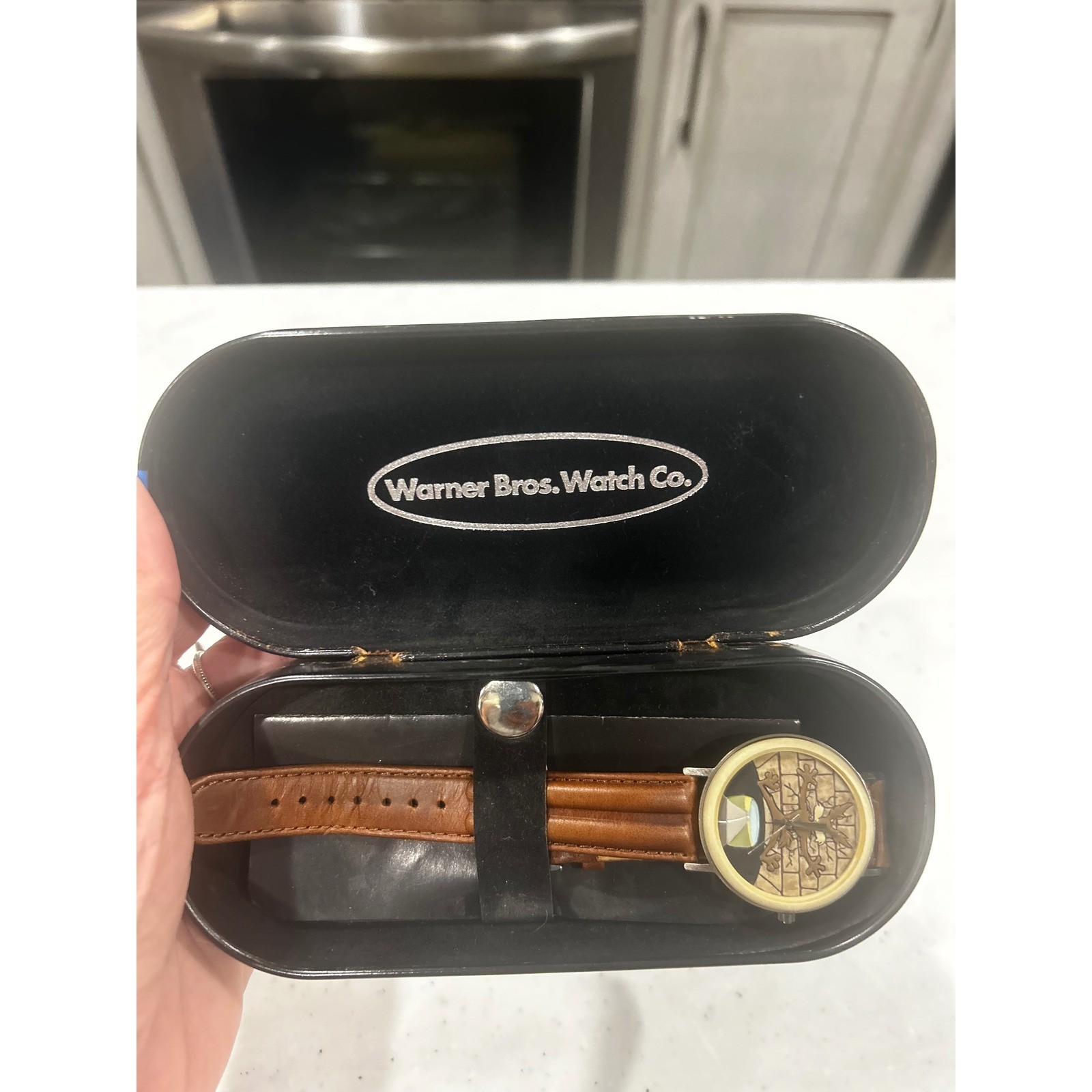RARE VINTAGE 1997 Warner Bros Wile E Coyote Watch Looney Tunes Leather Band Case