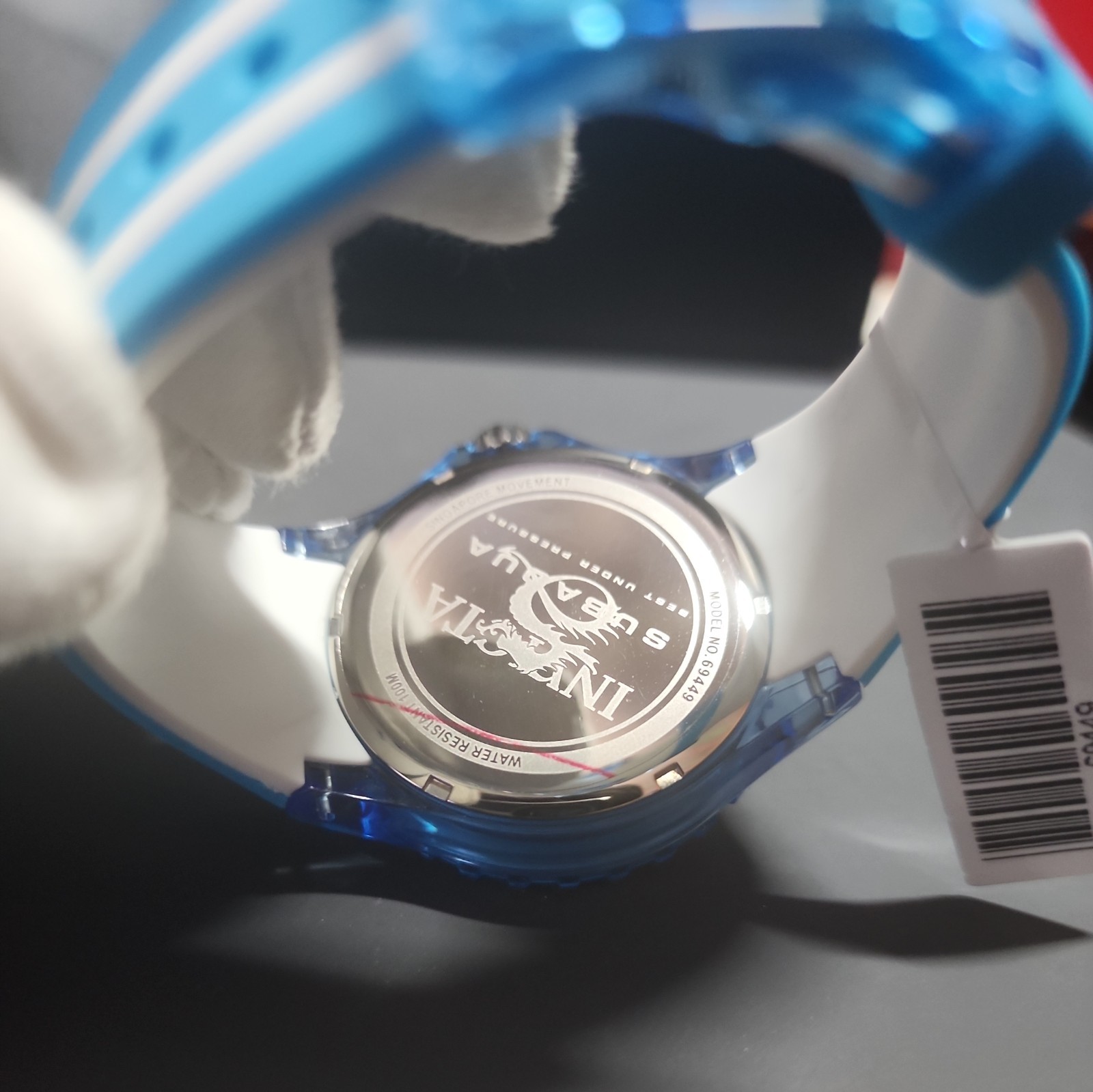 Invicta Men’s Watch Subaqua Quartz Blue and White Silicone Strap 44mm (69449)