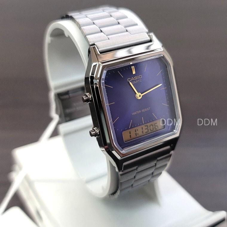 Casio Unisex Wrist Watch metal band Blue AQ-230GG-2A Original New