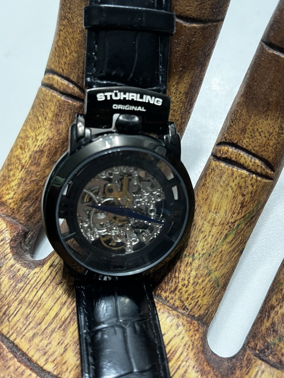 STUHRLING Original Automatic ST-90089 Skeleton Watch, Leather Band