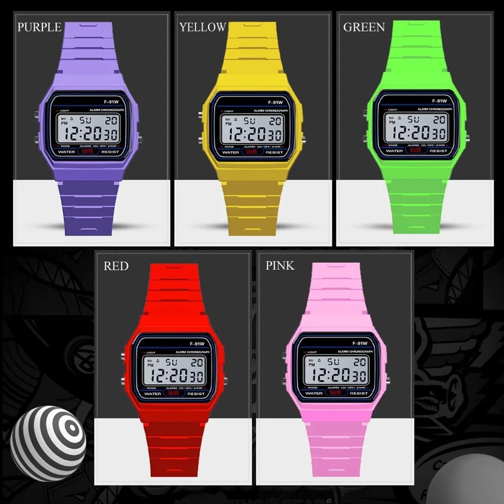 F 91W Classic Digital Resin Strap Watch Stopwatch Chronograph Sport Unisex Men*