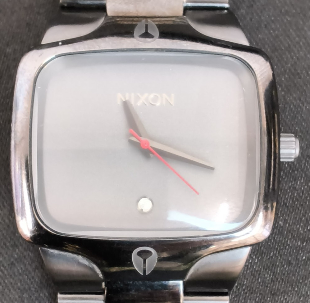 Nixon The Player Yes It’s Real Gray Steel Square Analog Quartz Mens Watch #W5173