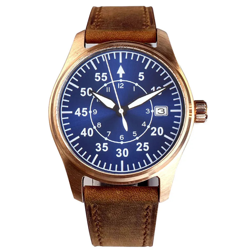 Tandorio 39mm Pilot Full Cusn8 Bronze Japan NH35 Automatic Men Watches 20ATM