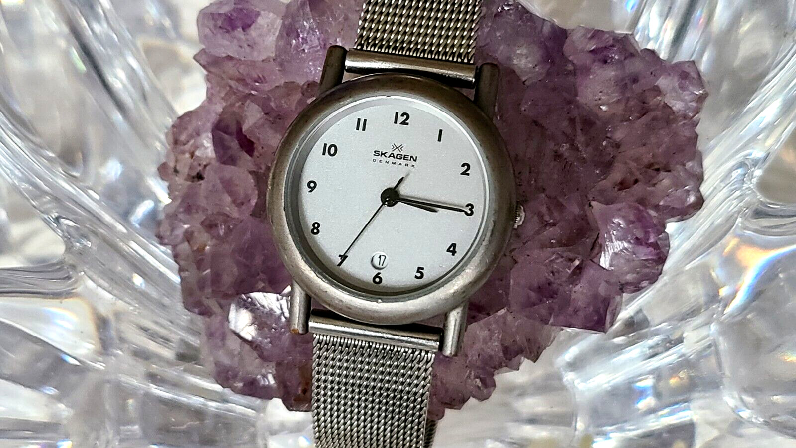 SKAGEN DENMARK WATCH Grey Dial Black w/ Hour Markers & Stainless Case & Band