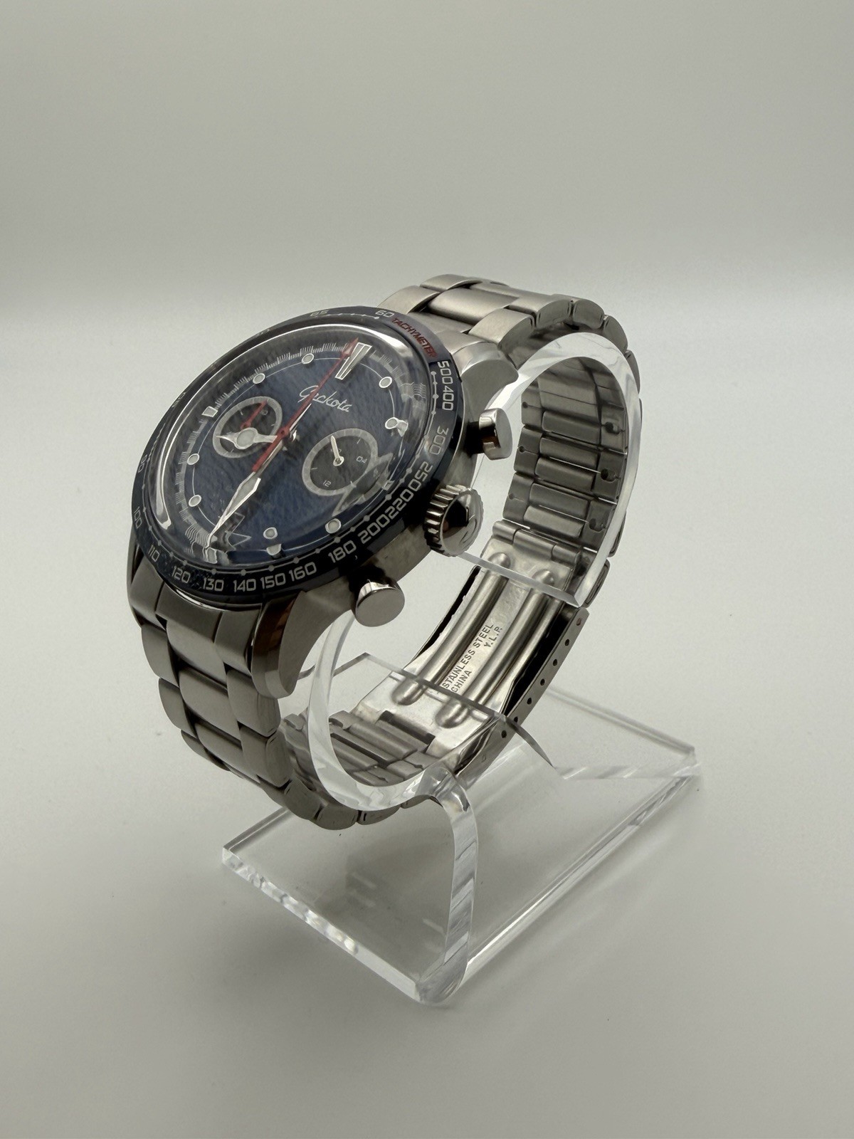 Geckota 204 BA Blue Dial Quartz Chronograph Tachymeter Date 40mm 200m