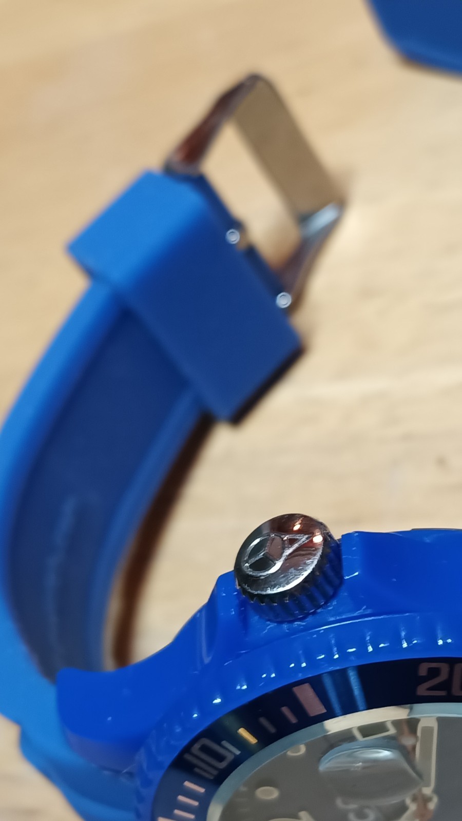 Ice Quartz Analogue Blue Dial Resin Case And PU 2 Piece Strap 4 Hand Mvmt Date