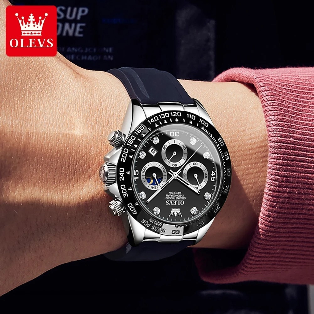 Waterproof Watch OLEVS Quartz Luxury Business Luminous Date Men’s Men Strap