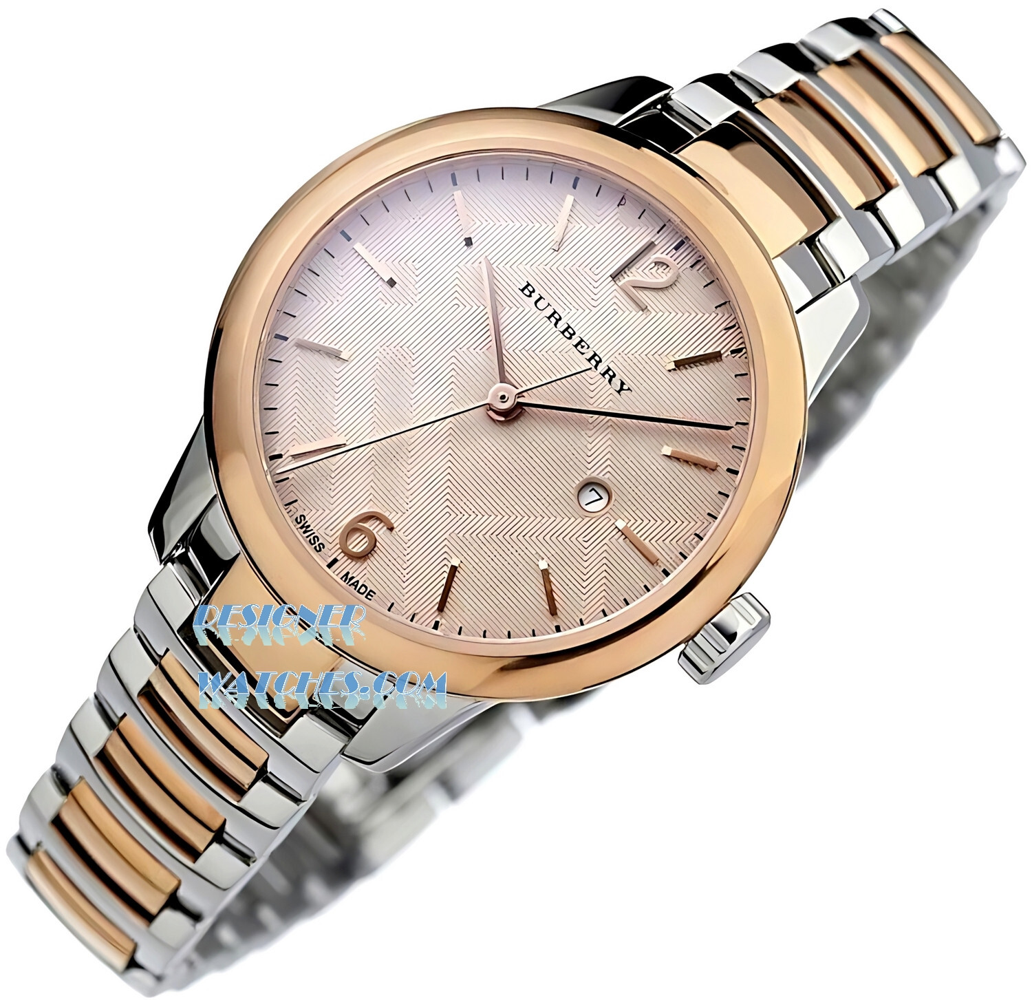 NEW GENUINE LADIES BURBERRY BU10117 SILVER ROSE GOLD CLASSIC WATCH – 2Y WARRANTY
