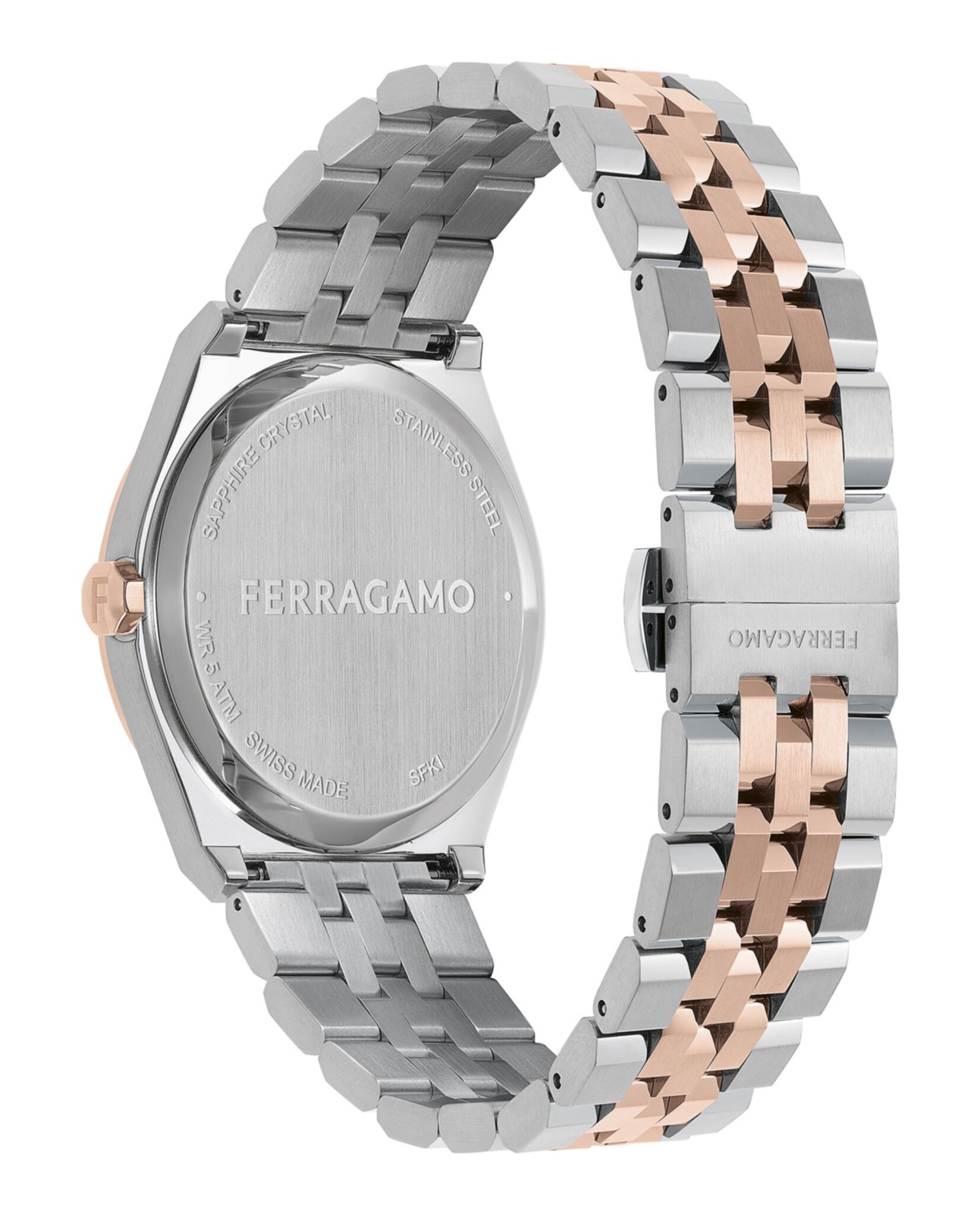 Ferragamo Mens Two Tone 40mm Bracelet Fashion Watch