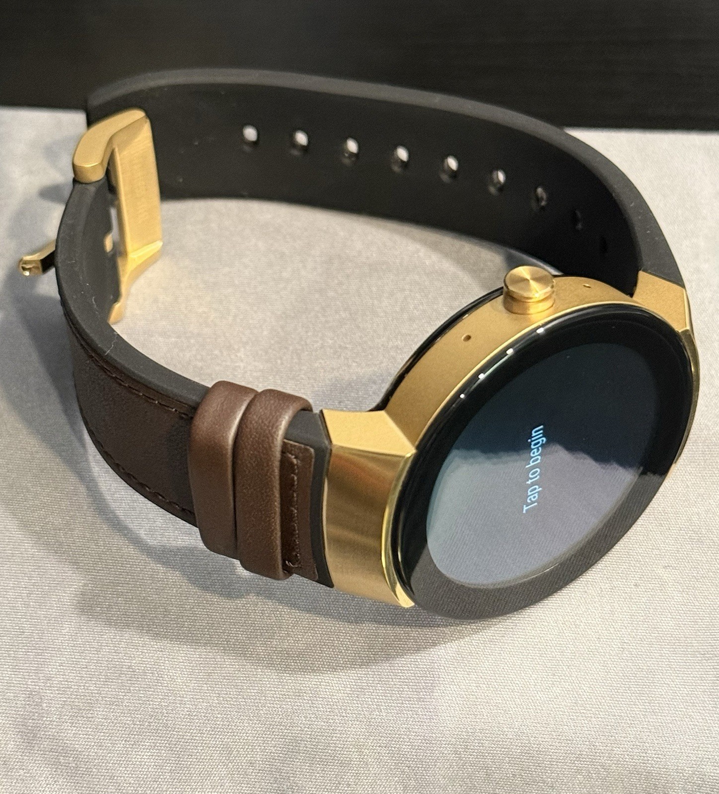 Movado Connect Men’s 46.5 mm Digital Smartwatch Gold Steel Leather 3660021