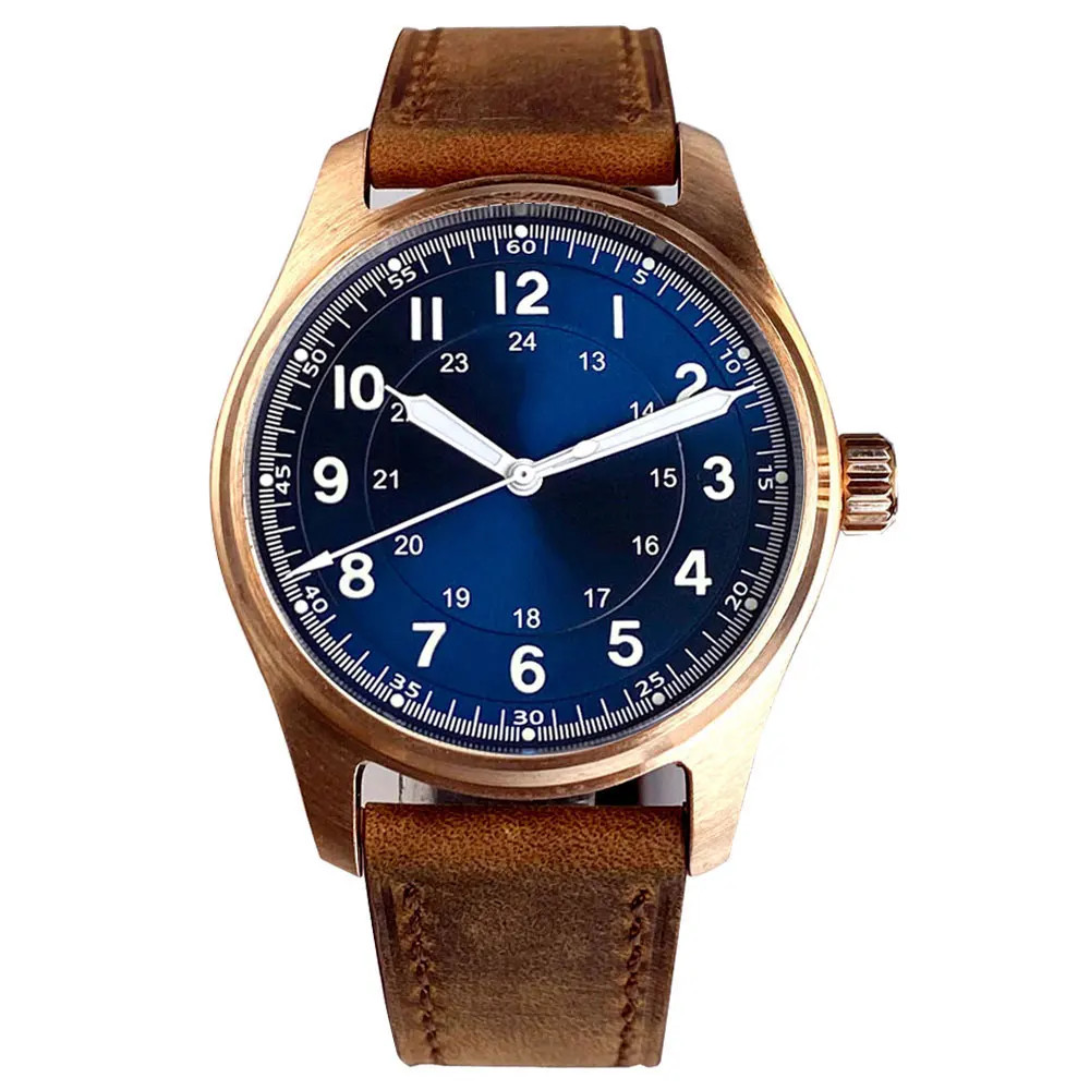 Tandorio 39mm Pilot Full Cusn8 Bronze Japan NH35 Automatic Men Watches 20ATM
