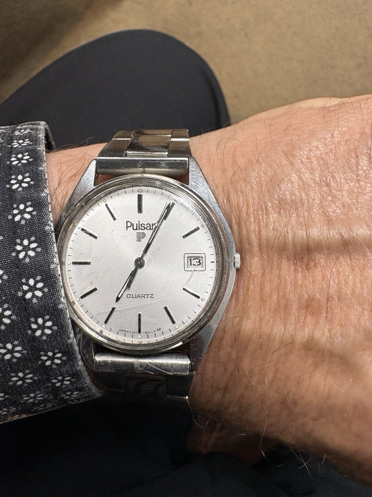 Vintage 1990’s Men’s PULSAR Silver Tone Classic Dress/Casual Watch, Y147-8009