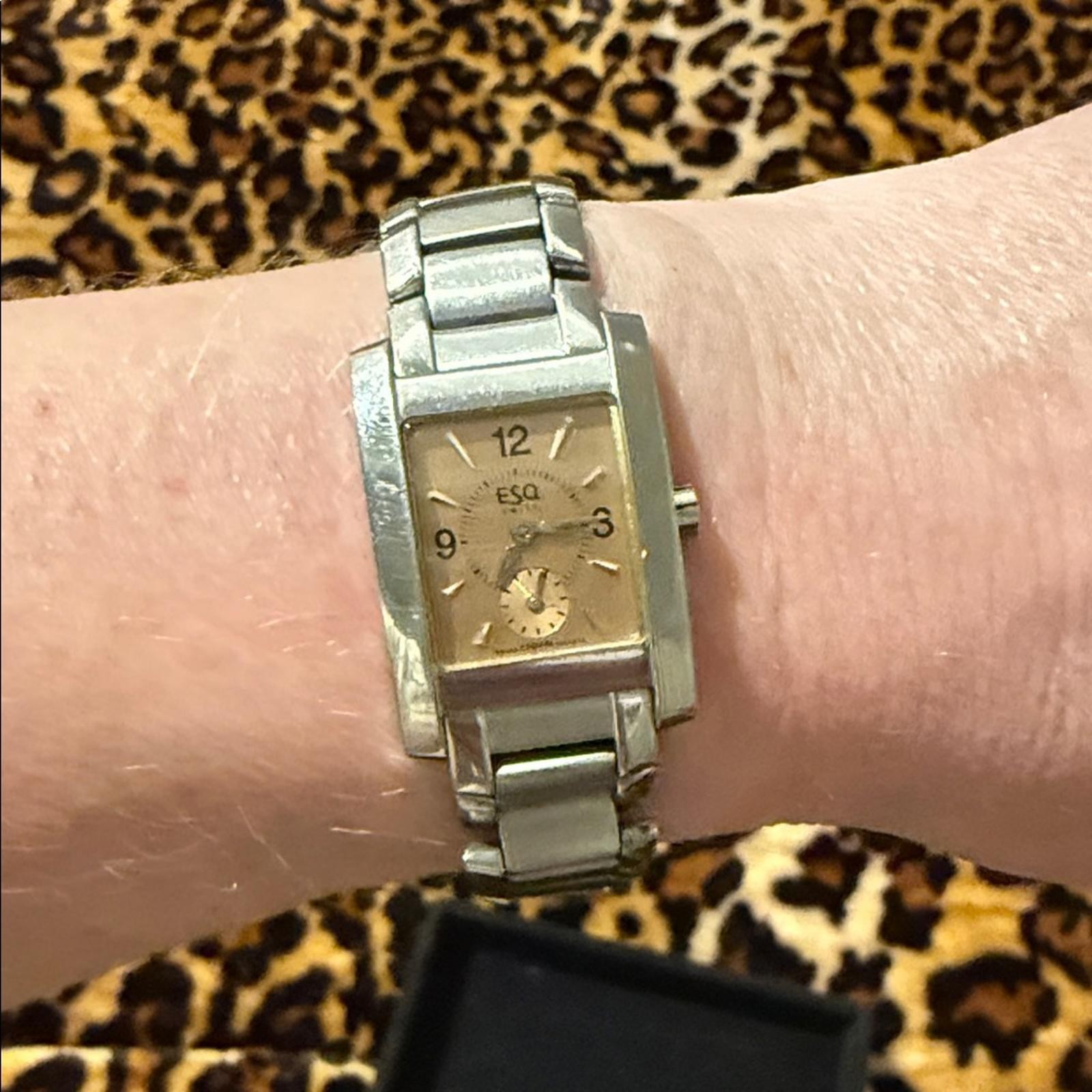 Stylish Silver ESQ Square Watch