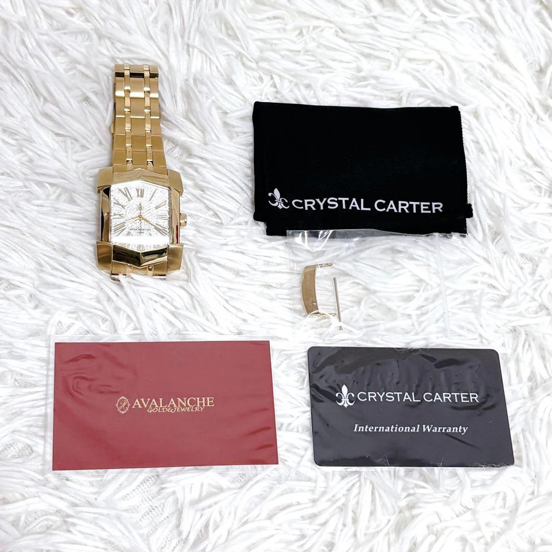 AVALANCHE CRYSTAL CARTER RICARDO Quartz Gold Stainless Steel Diamonds Swarovski