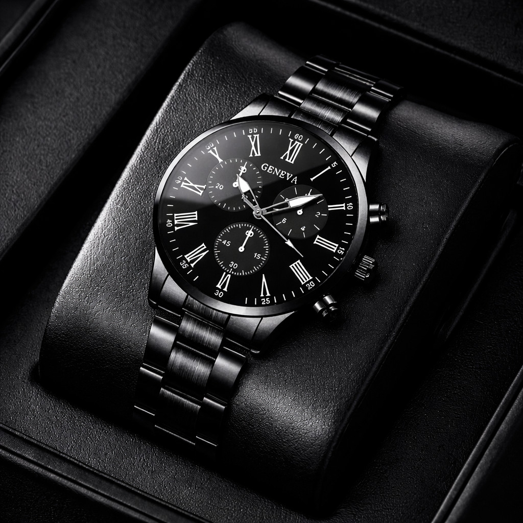 2pcsWaterproof Watch Stainless Steel Quartz Luminous Classic Business Wristwatch
