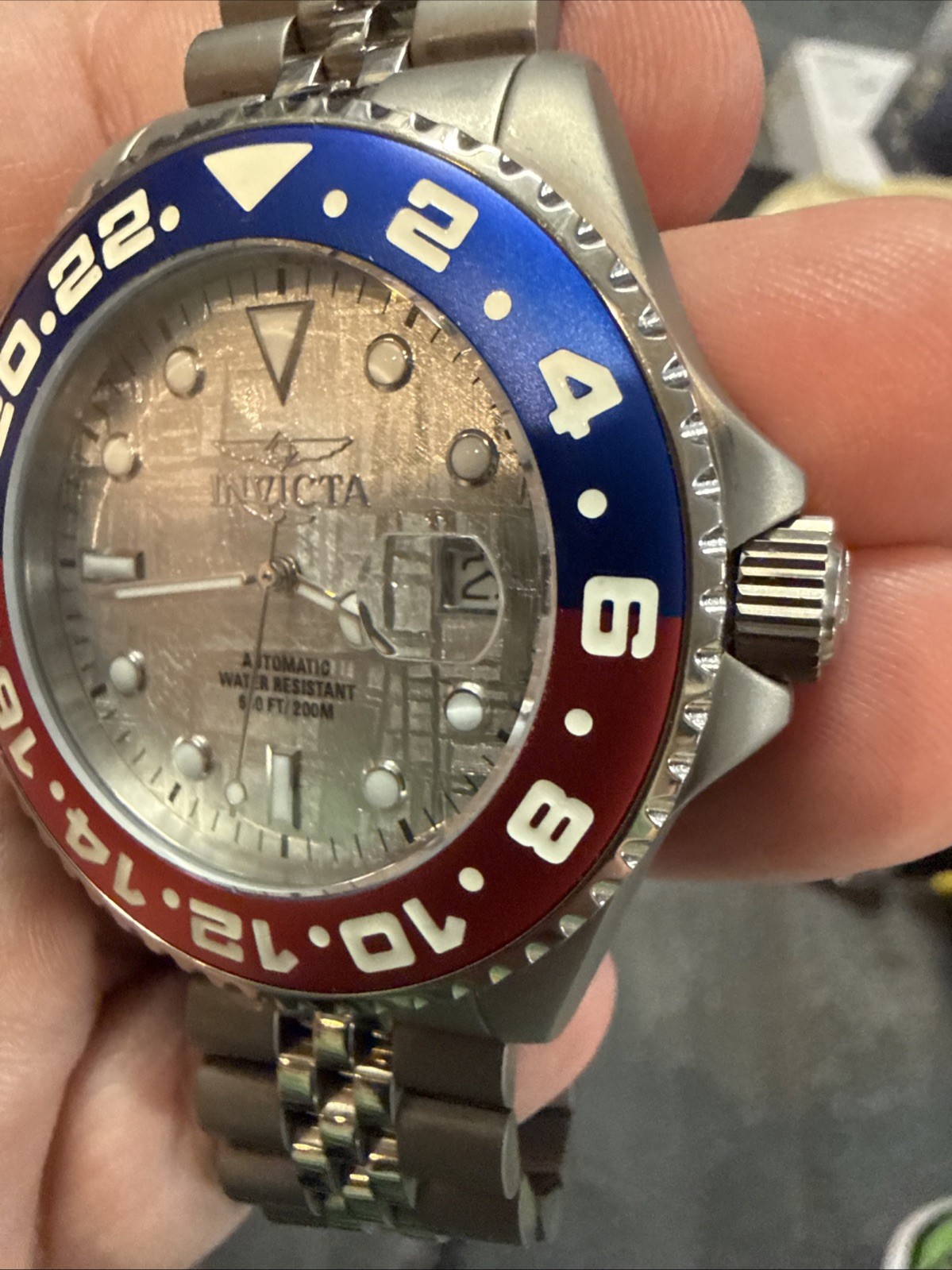 RARE Invicta Titanium Diver Meteorite “PEPSI” Bezel 25J Swiss SW300 Auto #30439