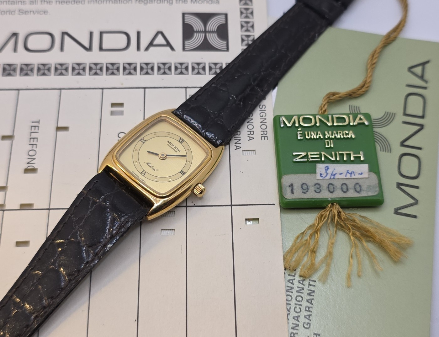 Mondia Mistral By Zenith Quartz Watch 21X21Mm 71100 N.O.S. Yellow Gold Plated