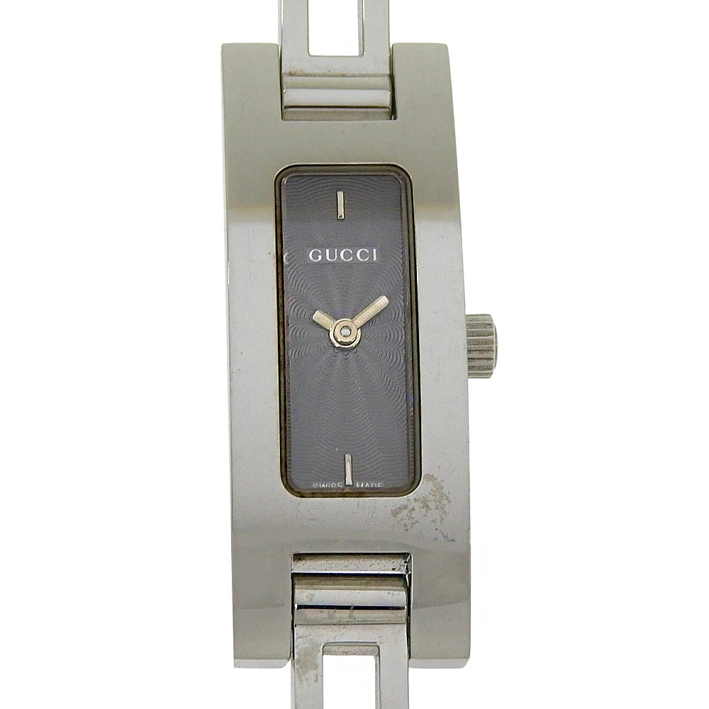GUCCI watch 3900L stainless steel quartz analog black dial ladies used