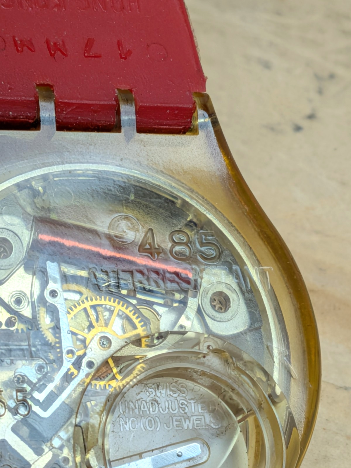 Vintage Swatch Watch red / clear case