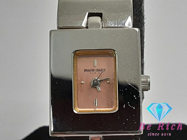 [A1R] Marie Claire Square Pink Silver SS Bracelet Quartz Watch [n4x]