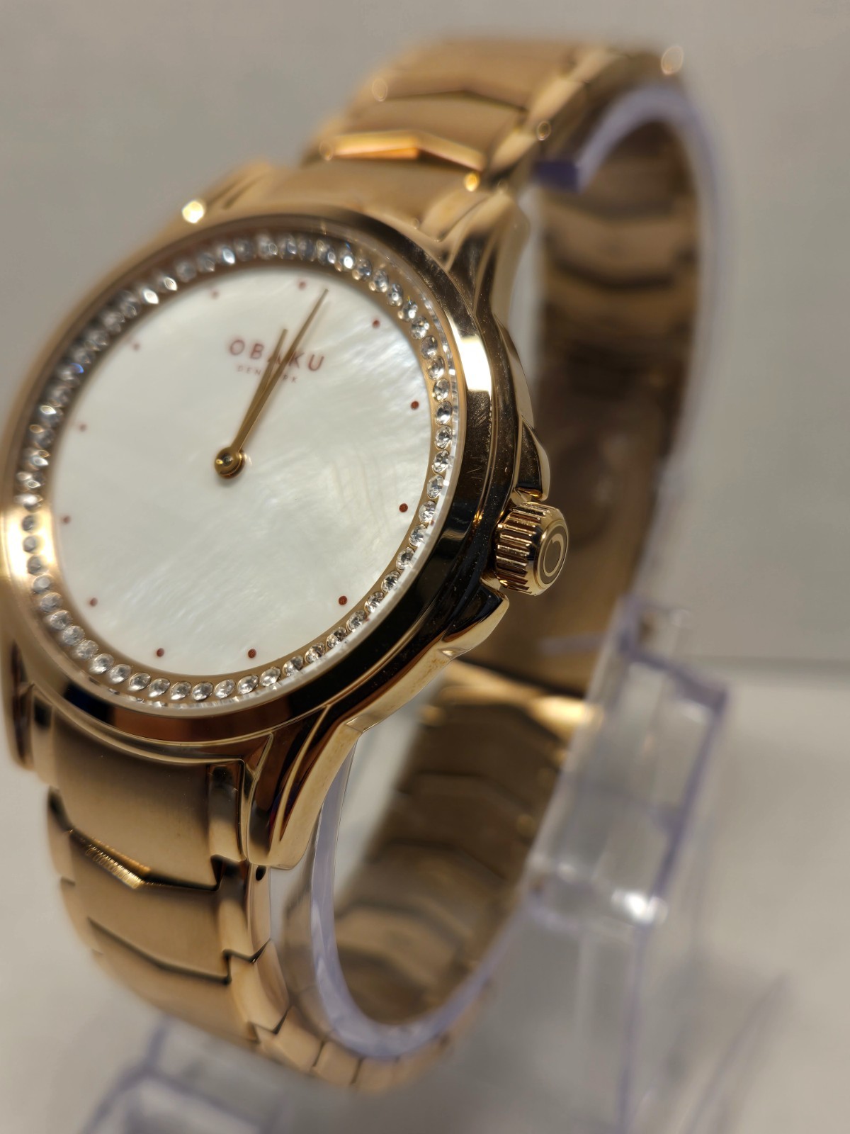 Obaku-Denmark Jasmin-Fuchsia Steel Rose Gold w/ Mother of Pearl Dial 35mm New!